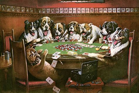 Cães de poker de veludo