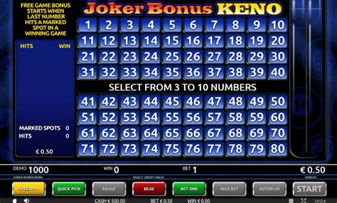 Joker Bonus Keno Parimatch